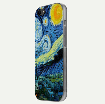Inspired Van Gogh Art Glass Case for iPhone 7 side-angle image showing reflection brilliance and painted surface look