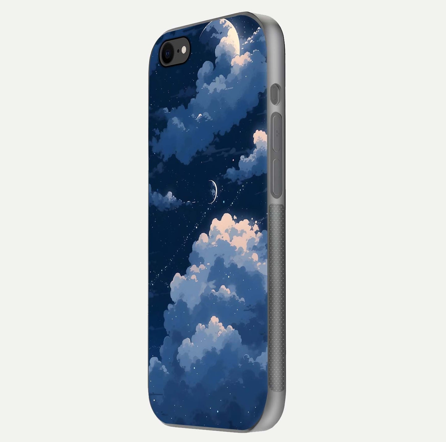 Moon Dream Haze Glass Case for iPhone 7 side-angle image showing HD reflection and moonlight detailing