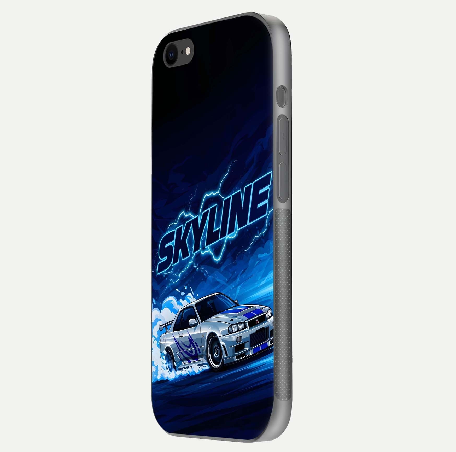 Neon Drift Beast Glass Case for iPhone 7 side-angle image showing reflection depth and bold neon tones