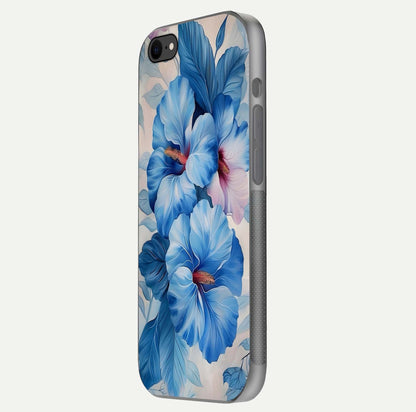 Ocean Hibiscus Grace Glass Case for iPhone 7 side-angle image showing smooth texture and hibiscus details