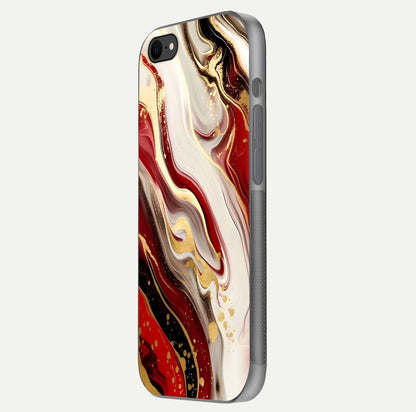 Red & White Marble Glass Case For iPhone 7