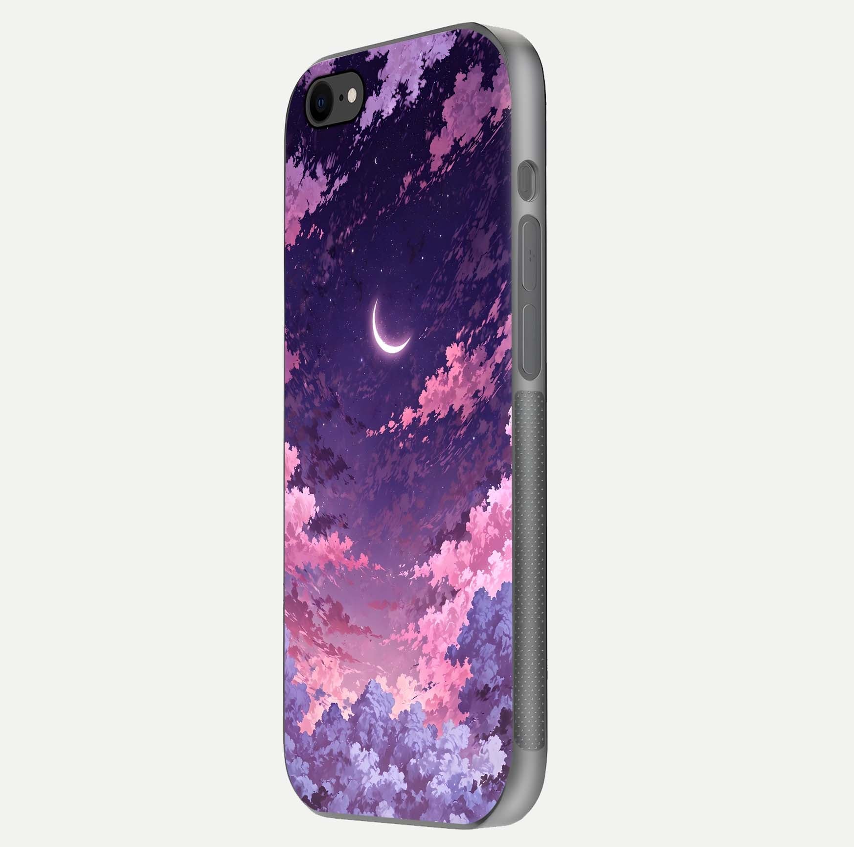 Sky Drift Clouds Glass Case for iPhone 7 side-angle image showing reflection, blue tones, and soft gradient