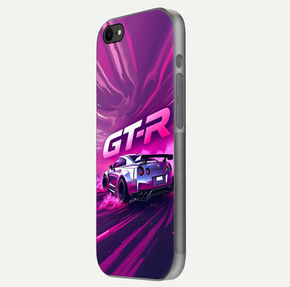 Speed Drift Legend Glass Case for iPhone 7 side-angle image showing car print reflection and surface gloss