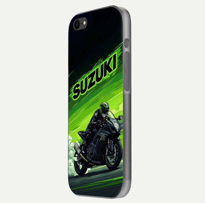 Suzuki Speed Beast Glass Case for iPhone 7 side-angle image showing reflection, gloss, and car detailing