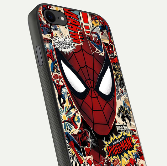 Aesthetic Wonder Spider Glass Case for iPhone 7 angled close-up highlighting spider web detail and vibrant color gloss
