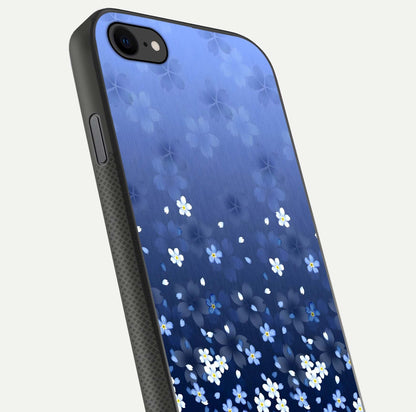 Blue Starry Glass Case for iPhone 7 close-up image highlighting sparkle details and midnight blue gradient