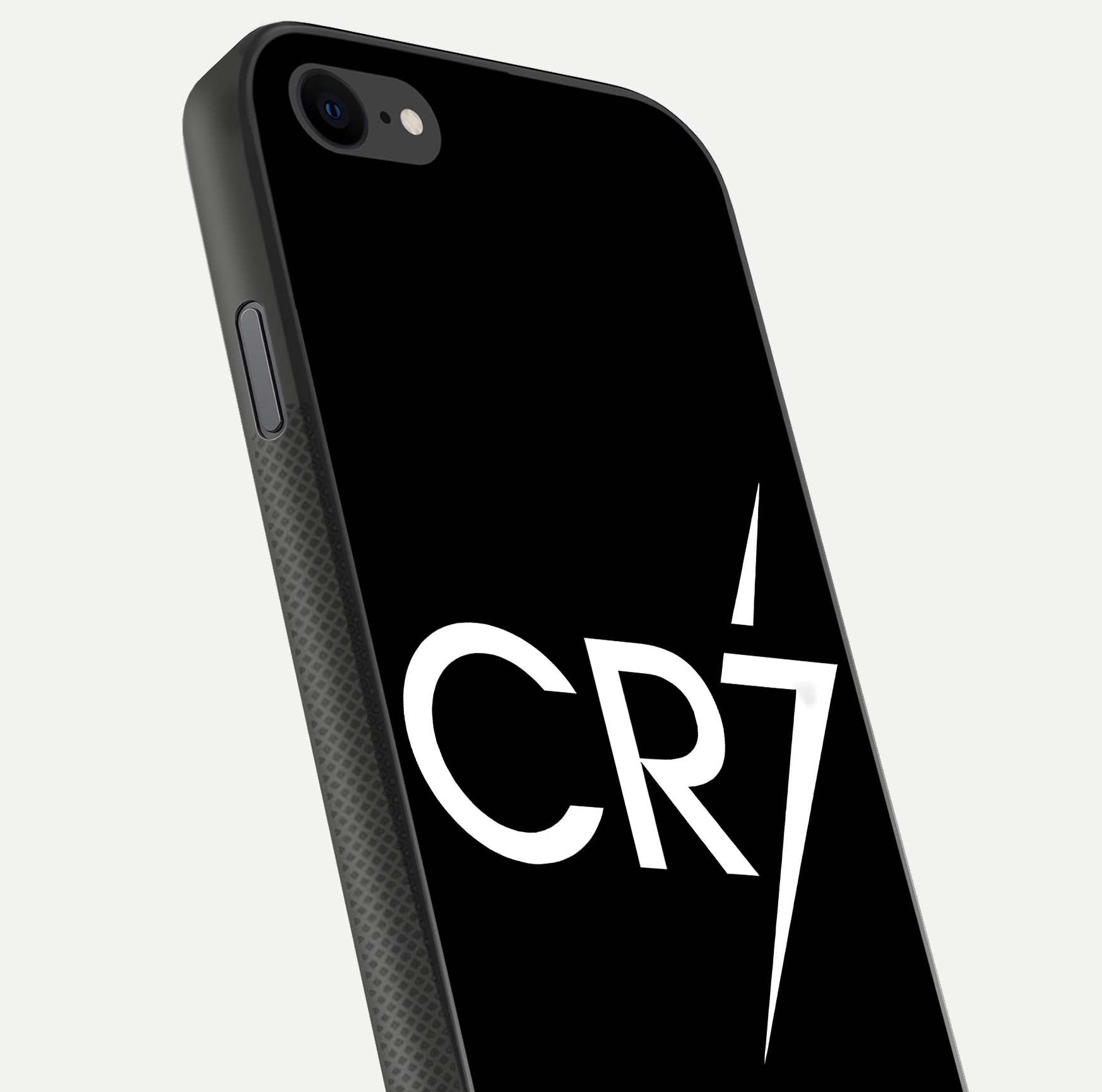 CR7 Elite Strike Glass Case for iPhone 7 close-up highlighting CR7 artwork and shine reflection