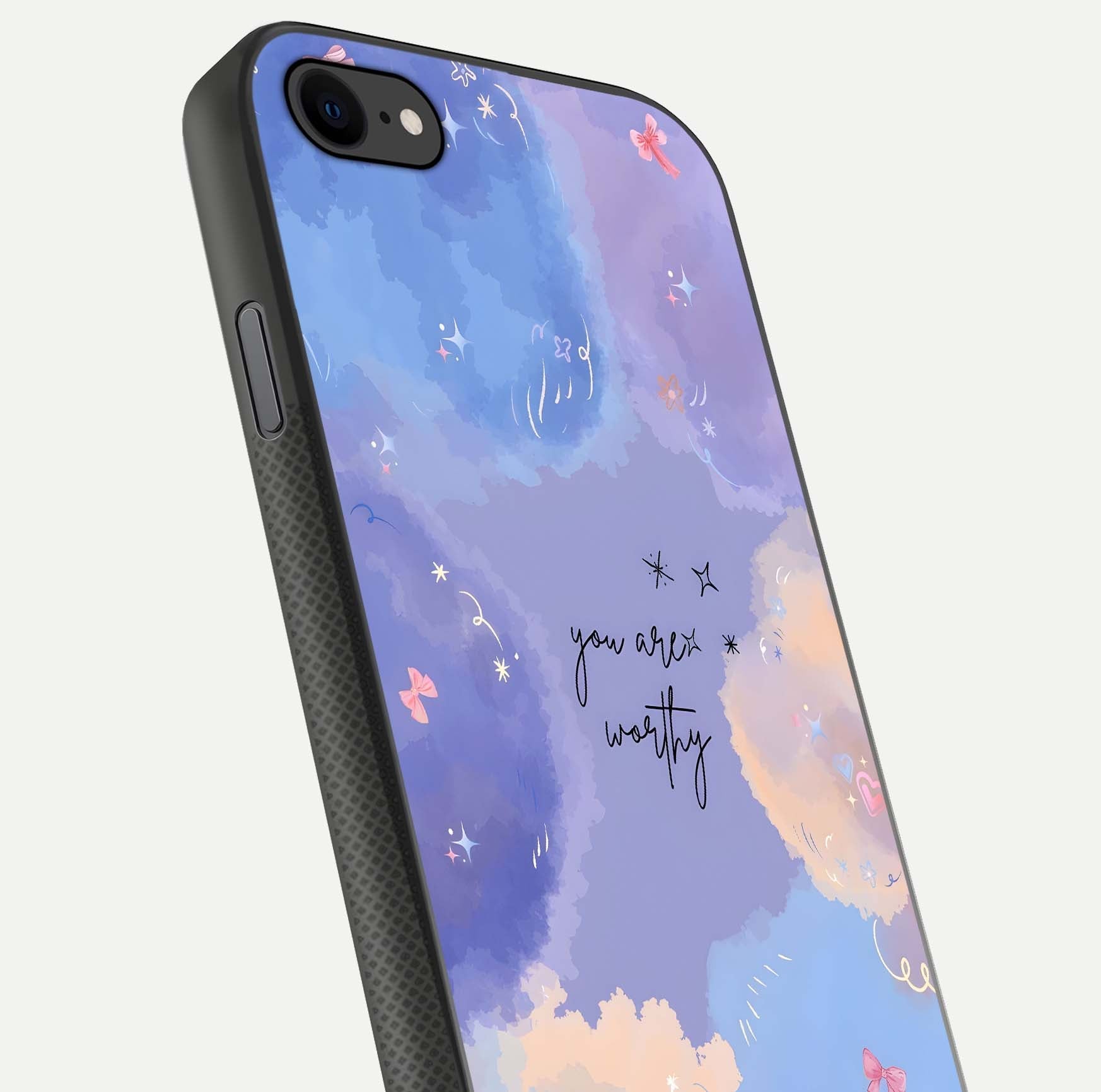 Celestial Cloud Magic Glass Case for iPhone 7 close-up highlighting smooth gradient and gloss surface