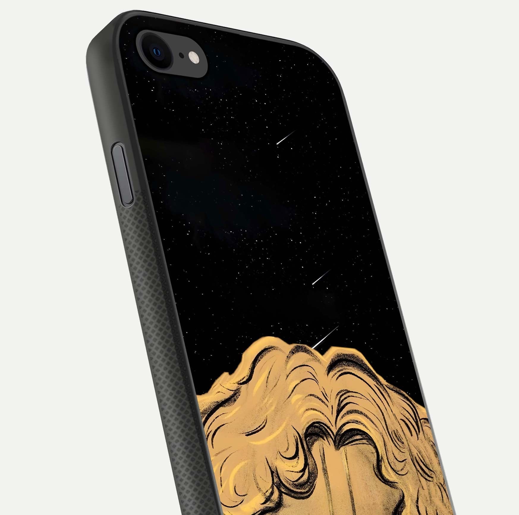 Celestial God’s Plan Glass Case for iPhone 7 close-up angled shot highlighting celestial details and reflection