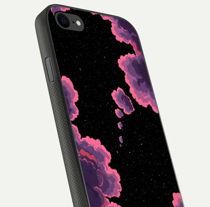 Cosmic Cloud Journey Glass Case for iPhone 7 close-up highlighting star clusters and reflection texture