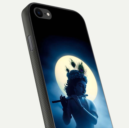 Divine Moon Flute Glass Case for iPhone 7 close-up highlighting flute detail and reflection shine