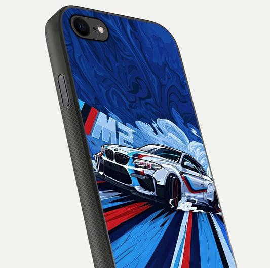 Drift Power Rush Glass Case for iPhone 7 close-up highlighting car reflection and metallic tones