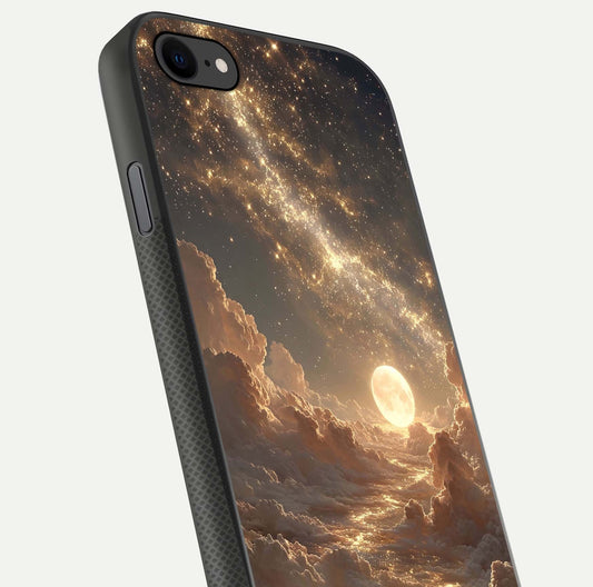Golden Sky Dream Glass Case for iPhone 7 close-up angled shot showing gradient tones and reflection polish