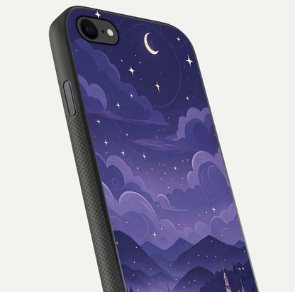 Minimal Night View Glass Case for iPhone 7 close-up angled shot showing lights reflection and dark tone details