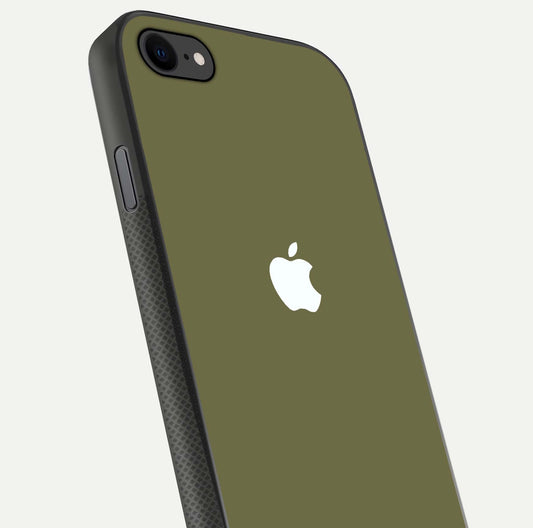 Olive Matte Essence Glass Case for iPhone 7 close-up angled shot showing soft reflection and minimal finish
