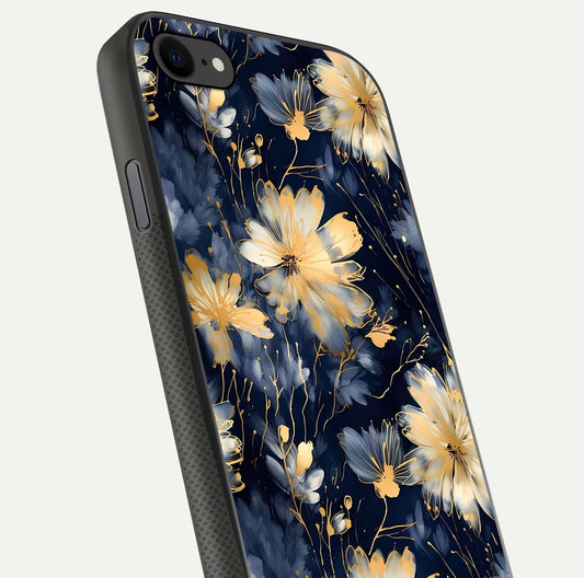 Royal Petal Dream Glass Case for iPhone 7 close-up angled shot highlighting petal texture and reflection depth