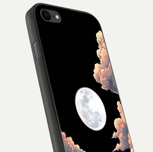 Shade Cloud Moon Glass Case for iPhone 7 close-up angled shot highlighting moon reflection and depth