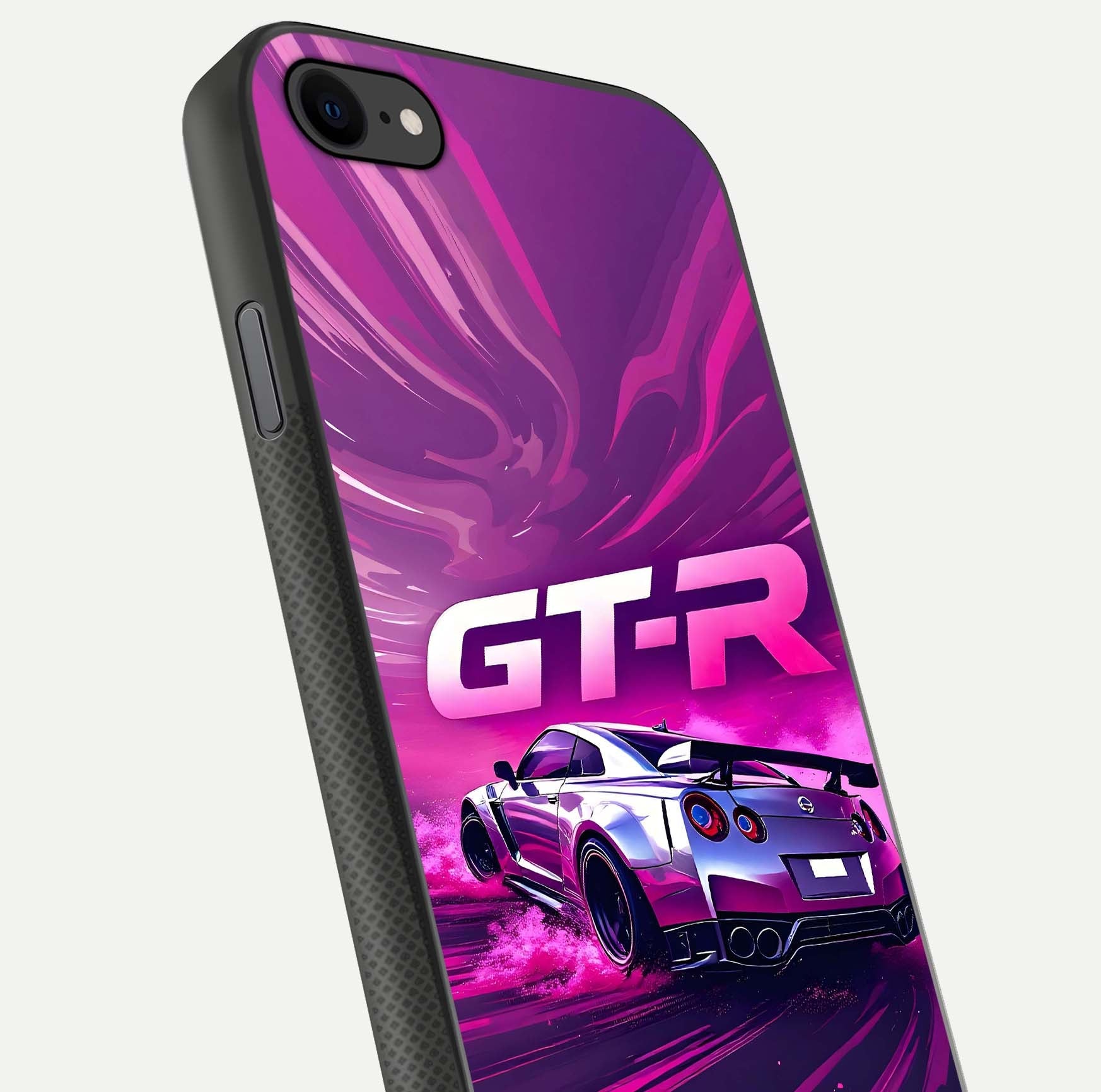 Speed Drift Legend Glass Case for iPhone 7 close-up angled shot highlighting speed lines and reflection