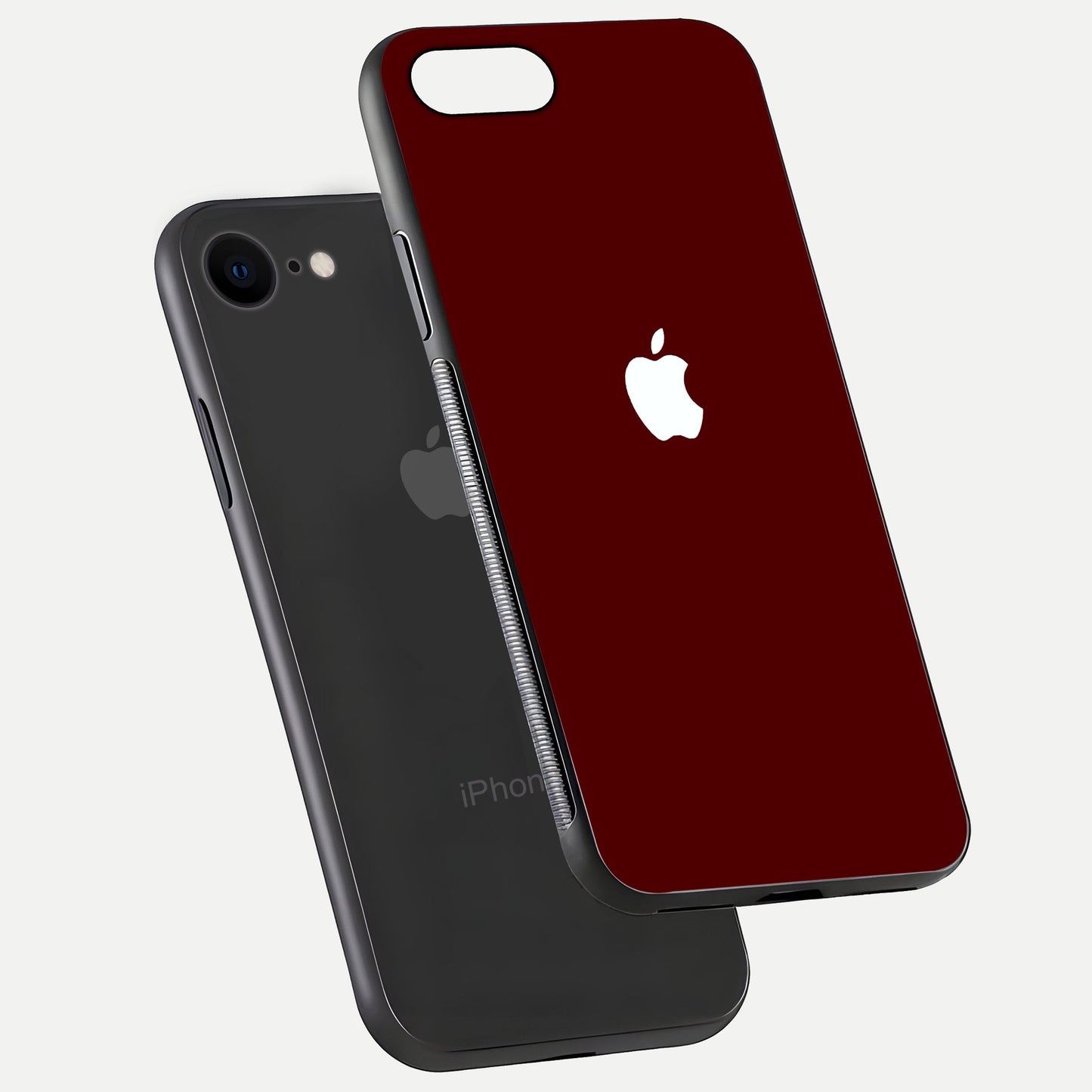Apple Crimson Core Glass Case for iPhone 7 floating mockup with red-gloss effect and metallic Apple design