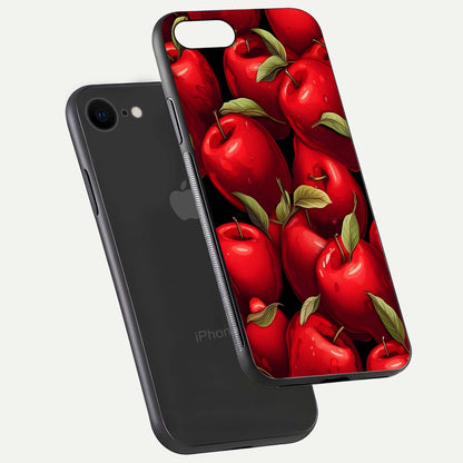 Apple Pattern Glass Case for iPhone 7 floating mockup with smooth edge detailing and pattern clarity