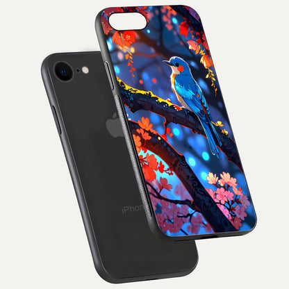 Blooming Spendor Bird Glass Case for iPhone 7 floating dual-mockup capturing gloss tone and curved texture