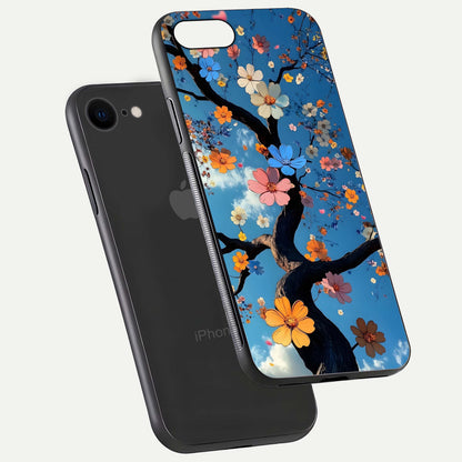 Blossom Dream Sky Glass Case for iPhone 7 floating dual-mockup displaying smooth finish and elegant sky tones