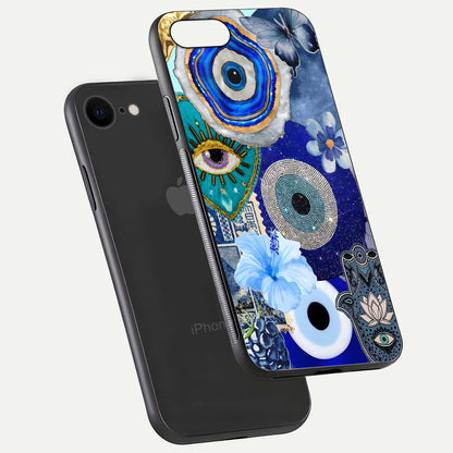 Celestial Blue Vision Glass Case for iPhone 7 floating mockup showing gloss depth and night-sky pattern