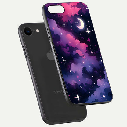 Celestial Moon Magic Glass Case for iPhone 7 floating mockup showing reflection gradient and smooth polish