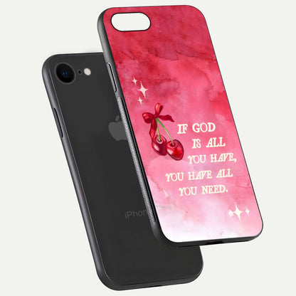 Cherry Quote Glass Case for iPhone 7 floating mockup capturing shine texture and clear typography