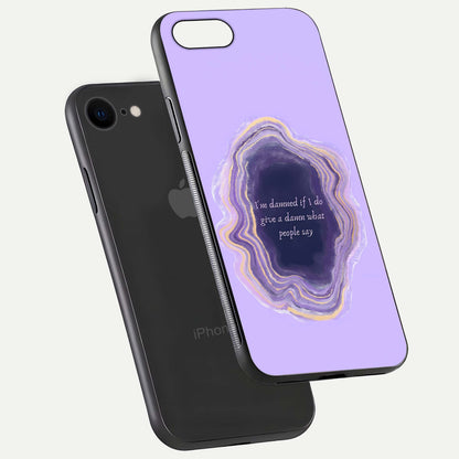 Damned People Quote Glass Case for iPhone 7 floating mockup showing gloss reflection and text balance