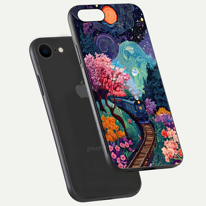 Digital Art Glass Case for iPhone 7 floating mockup showing HD gloss and smooth reflection