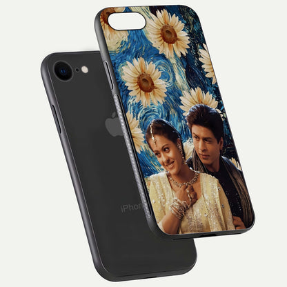 Eternal Love Story Glass Case for iPhone 7 floating mockup showing glossy shine and romantic tone