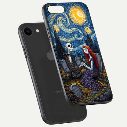 Eternal Night Love Glass Case for iPhone 7 floating mockup showing gloss brightness and romantic vibe