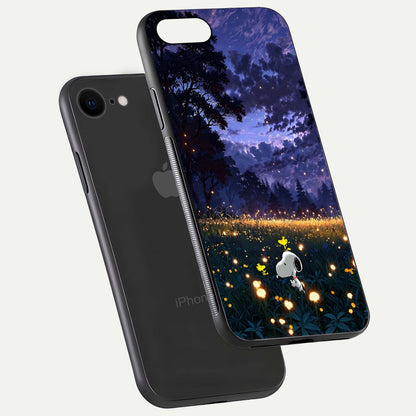 Firefly Meadow Magic Glass Case for iPhone 7 floating mockup showing gloss polish and magical night hues