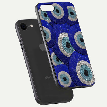 Galaxy Eye Flow Glass Case for iPhone 7 floating dual-view mockup showing gloss polish and glowing tones
