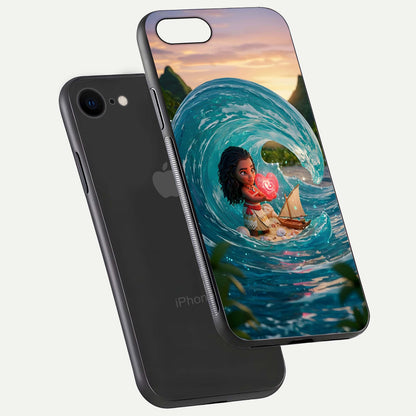 Heart of Ocean Glass Case for iPhone 7 floating dual-view mockup showing gloss surface and aquatic design