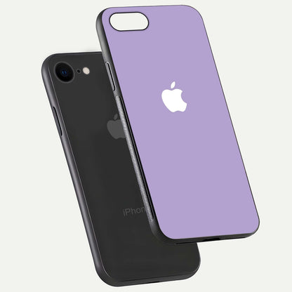 Lavender Soft Minimal Glass Case for iPhone 7 floating dual-view mockup showing gloss reflection and pastel tone