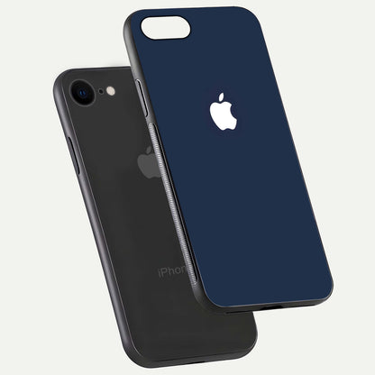 Minimal Apple Night Glass Case for iPhone 7 floating dual-view mockup showing HD shine and minimal style