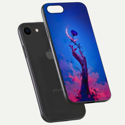 Mystic Hand Glass Case for iPhone 7 floating dual-view mockup showing HD shine and fine palm detail