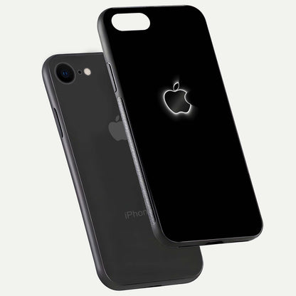 Neon Apple Glow Glass Case for iPhone 7 floating dual-view mockup showing HD shine and modern look