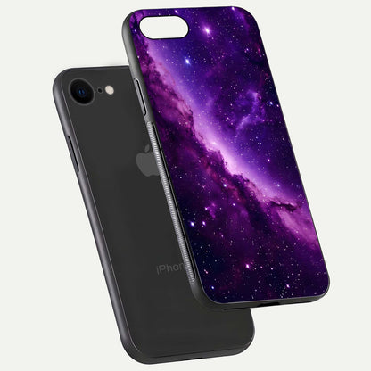 Purple Shade Sky Glass Case for iPhone 7 floating dual-view mockup displaying gloss and sky theme