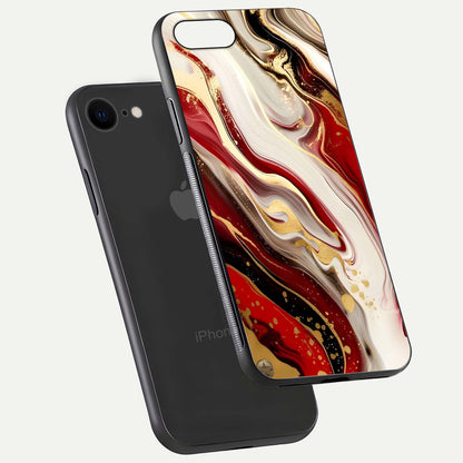 Red & White Marble Glass Case For iPhone 7