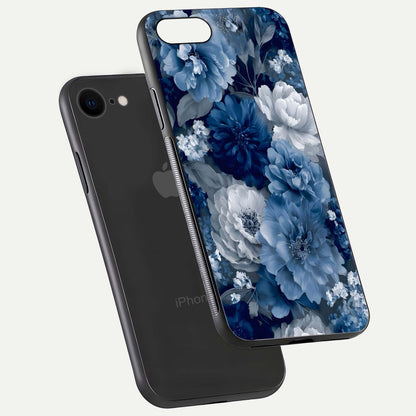 Royal Bloom Garden Glass Case for iPhone 7 floating dual-view mockup displaying gloss and print clarity