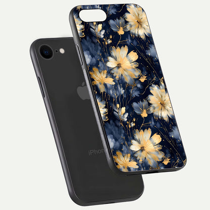 Royal Petal Dream Glass Case for iPhone 7 floating dual-view mockup displaying gloss reflection and tone contrast