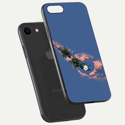 Sky Under Tree Glass Case for iPhone 7 floating dual-view mockup displaying gloss reflection and landscape tone