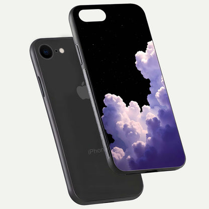 Starlit Night Whispers Glass Case for iPhone 7 floating dual-view mockup displaying gloss surface and depth