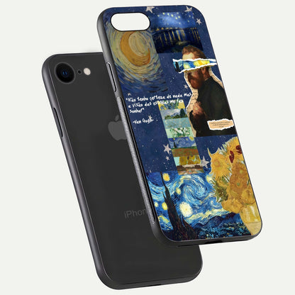 Starry Dream Vision Glass Case for iPhone 7 floating dual-view mockup displaying gloss surface and clarity