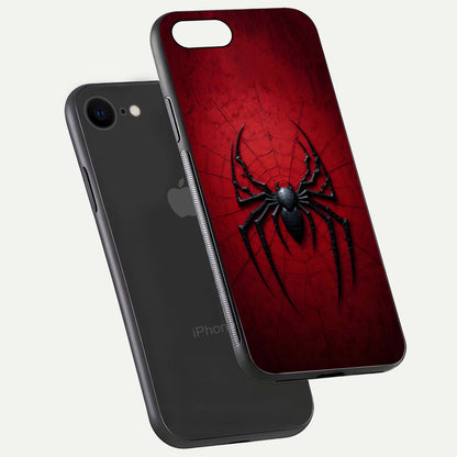 Venom Web Emblem Glass Case for iPhone 7 floating dual-view mockup displaying gloss shine and HD print