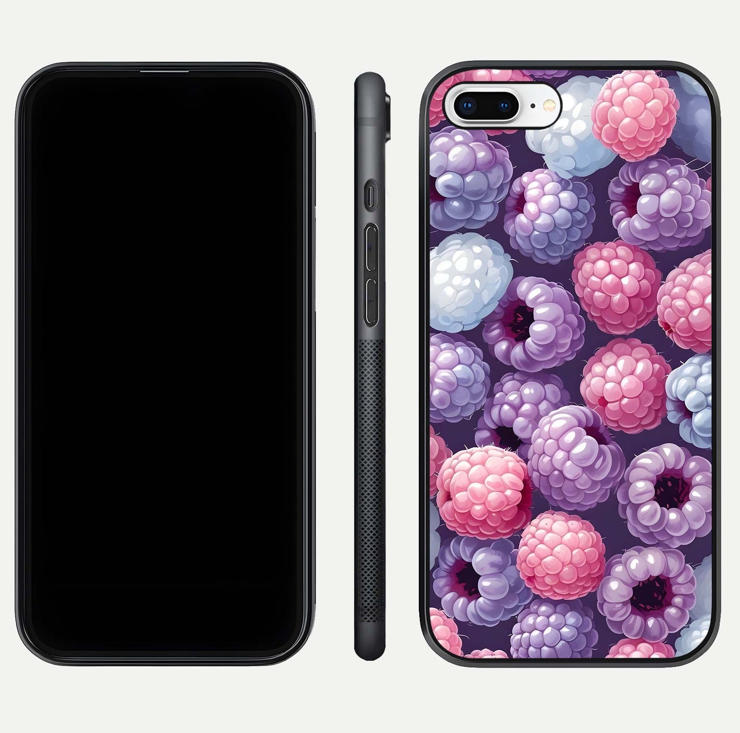 Berry Candy Pop Glass Case for iPhone 16 Pro front-and-back layout showing colorful pattern and sleek protective frame