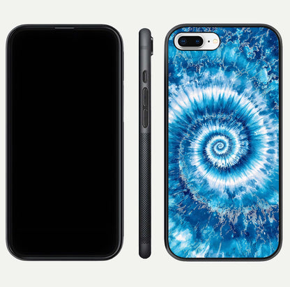 Blue Galaxy Wave Glass Case for iPhone 16 Pro front-and-back layout showing gradient flow and shine clarity